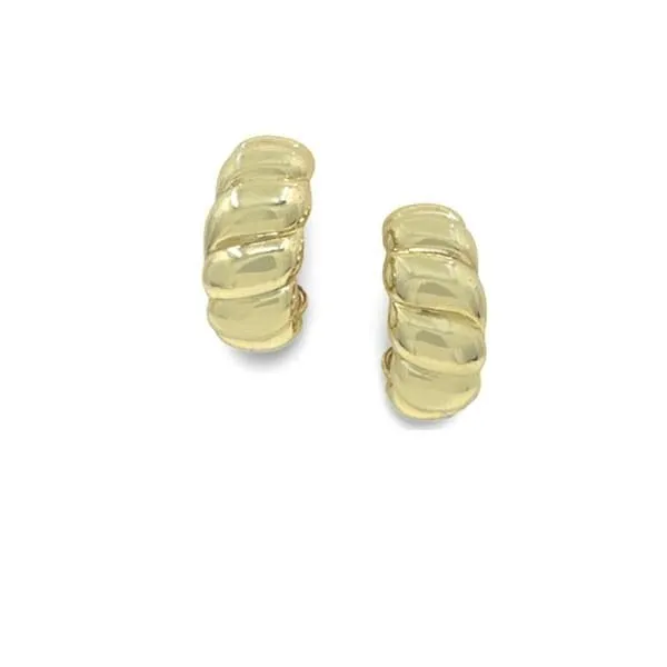 Ribbed Half Hoop Post Earrings: (EGP4044)