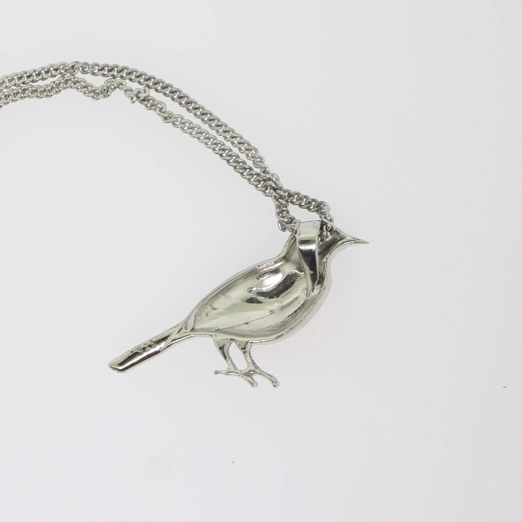 Sterling Silver Orioles Bird Pendant on Curb Chain