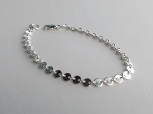 Sterling Silver Sequin Bracelet,Dainty Sterling Silver Chain Bracelet,Solid Sterling Silver Bracelet,Simple Silver Bracelet,Layer Bracelet