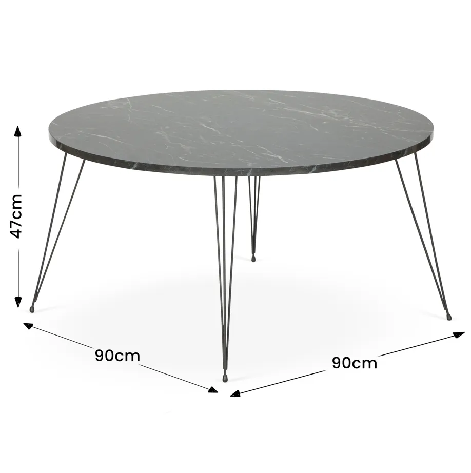 Terek Round Black Marble Coffee Table